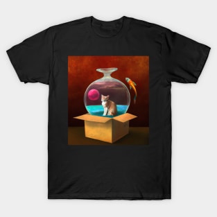 Cyberpunk Cat In a Fishbowl and Fish T-Shirt